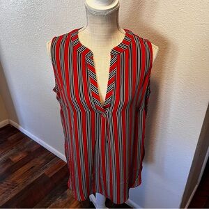 Rose + Olive Anthropologie Sleeveless Blouse Striped Red, Black & White Medium
